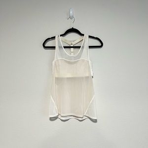 Lululemon- White Sheer Racerback Tank Top w/ Detachable Sports Bra, Size 6